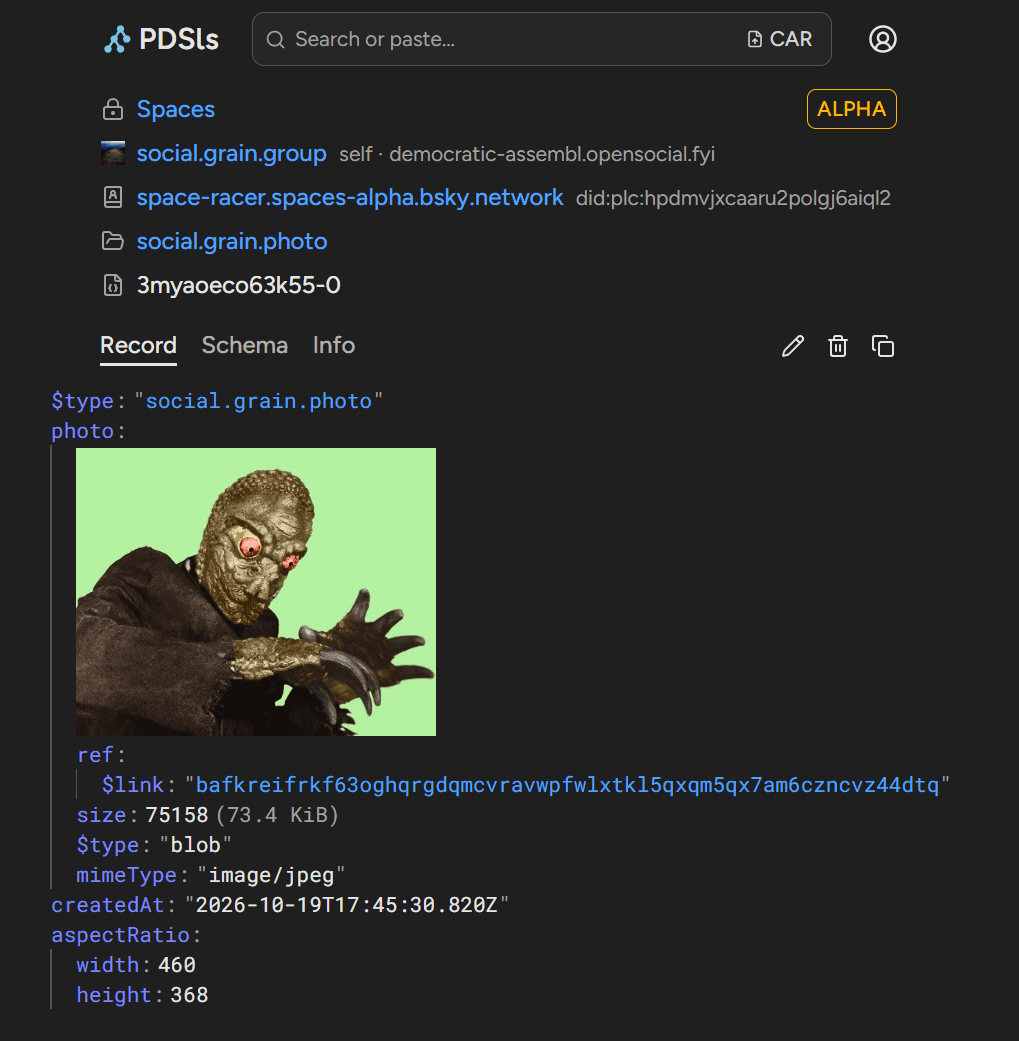 Grain record in pdsls