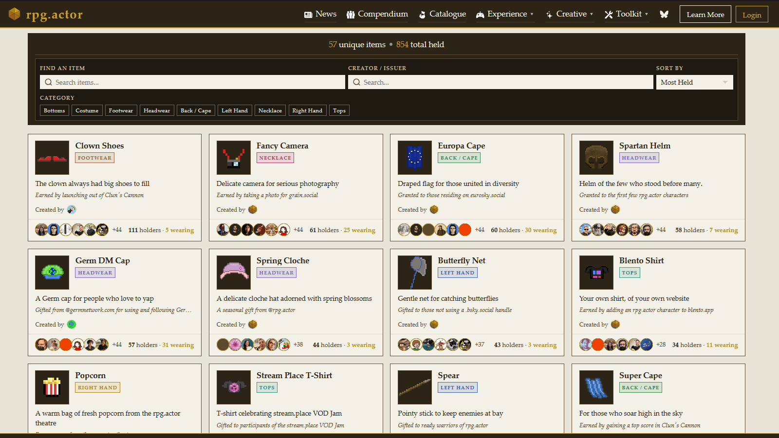 rpg.actor items