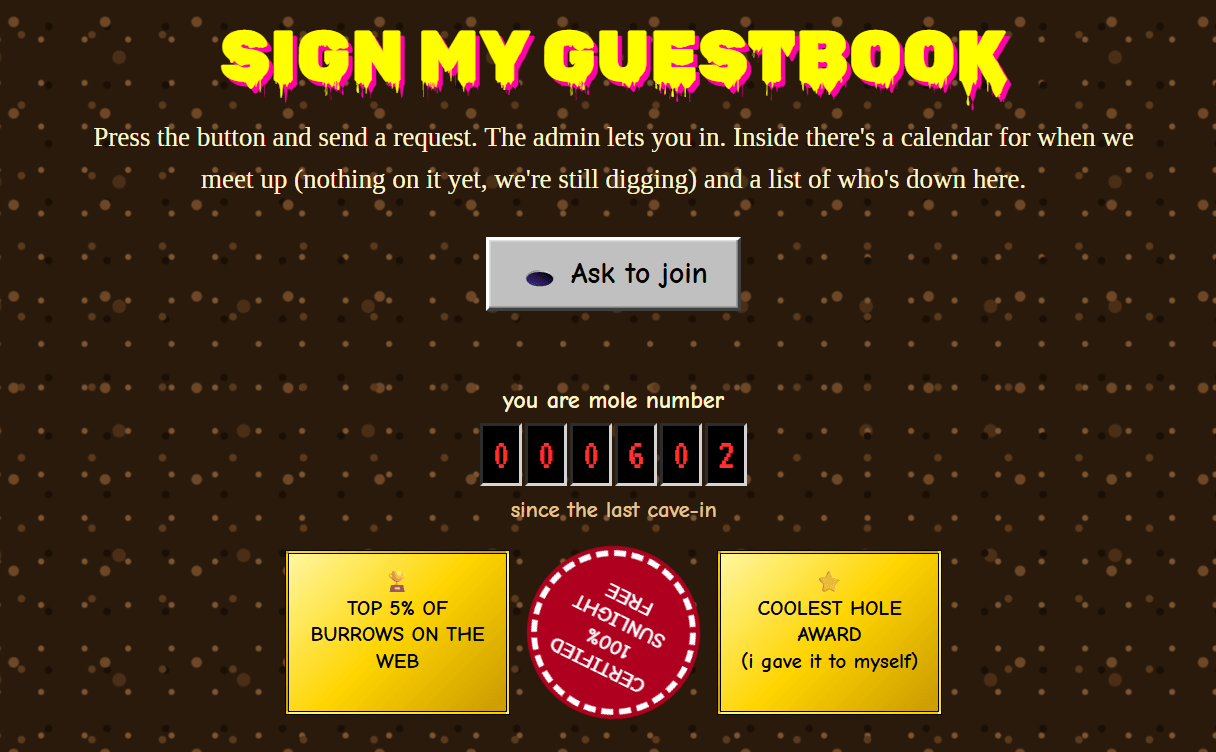 Mole Guestbook link