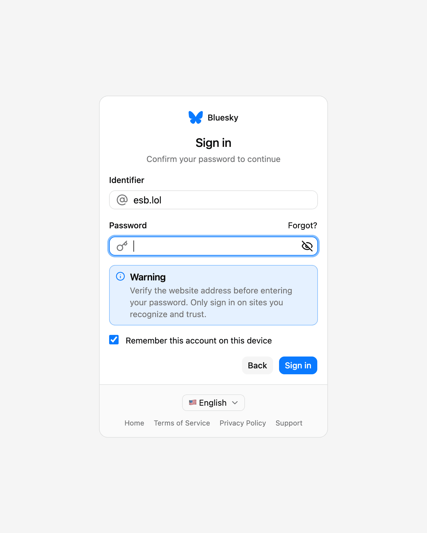 PDS sign-in screen showing a configured service logo and name, with the primary color applied to the Sign in button.