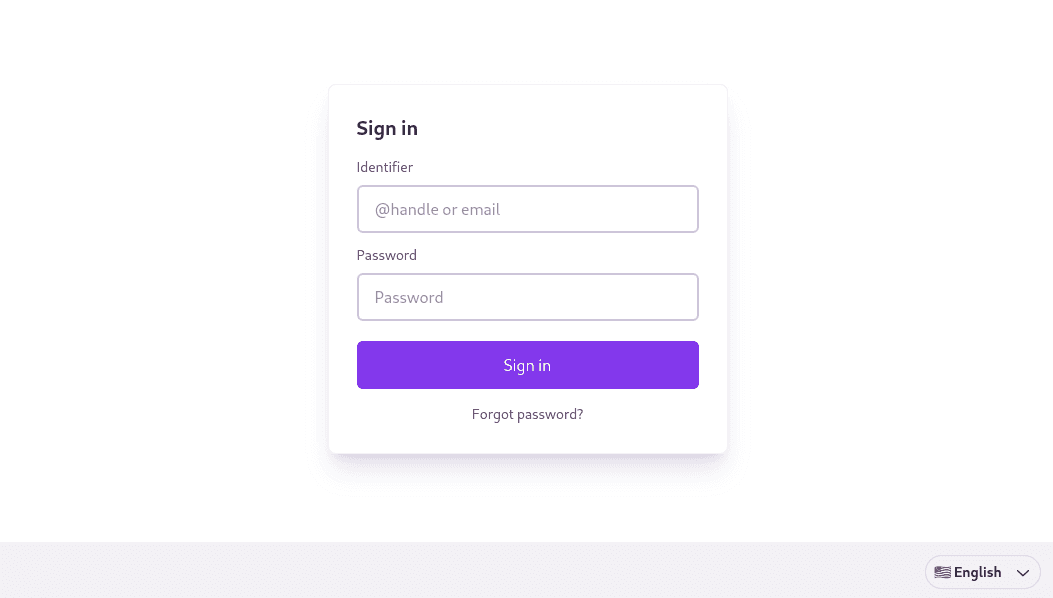 Web Sign-In interface, asking for Identifier and Password. There is a Forgot Password link, and a language selector drop-down.
